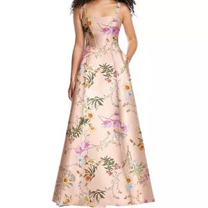 Alfred Sung Floral Boned Corset Gown